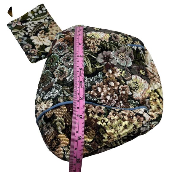 Handmade Tapestry Mini Purse Crossbody Chain Bag with Bill Card Holder Floral - Picture 9 of 14